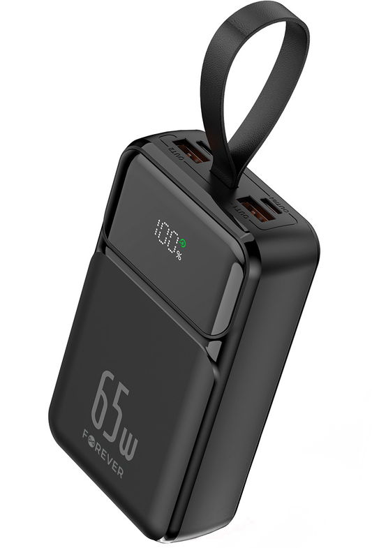 Vanjska baterija Forever TB-400, 20000mAh, 65W, QC + PD, 2 x USB-A - 2 x USB-C, Crna