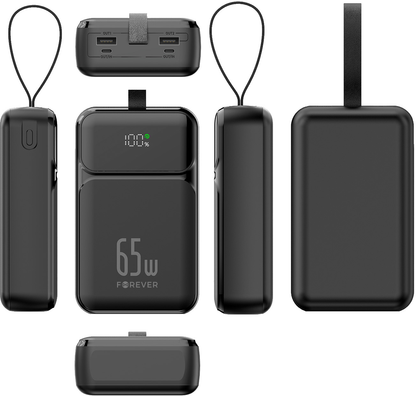 Vanjska baterija Forever TB-400, 20000mAh, 65W, QC + PD, 2 x USB-A - 2 x USB-C, Crna