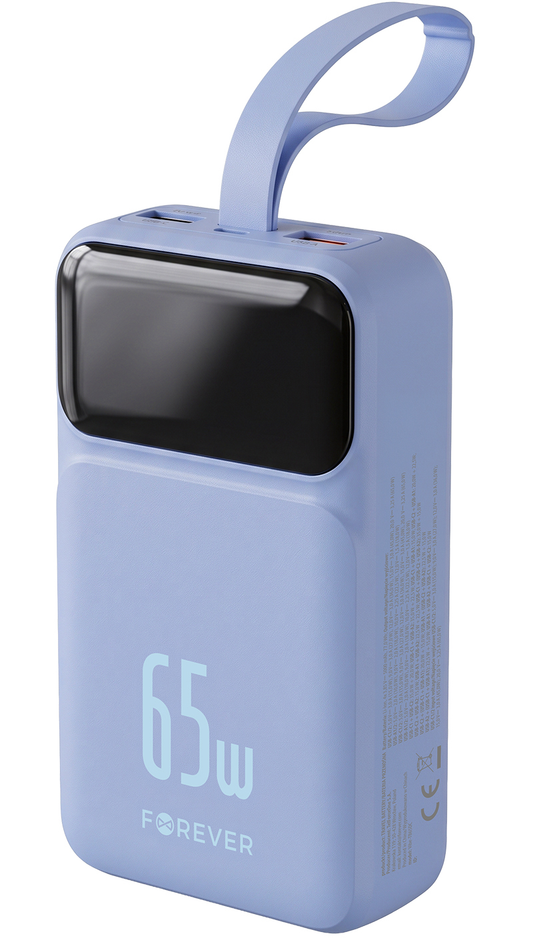 Vanjska baterija Forever Vibe-TB65, 20000mAh, 65W, QC + PD, 2 x USB-A - 2 x USB-C, Plava
