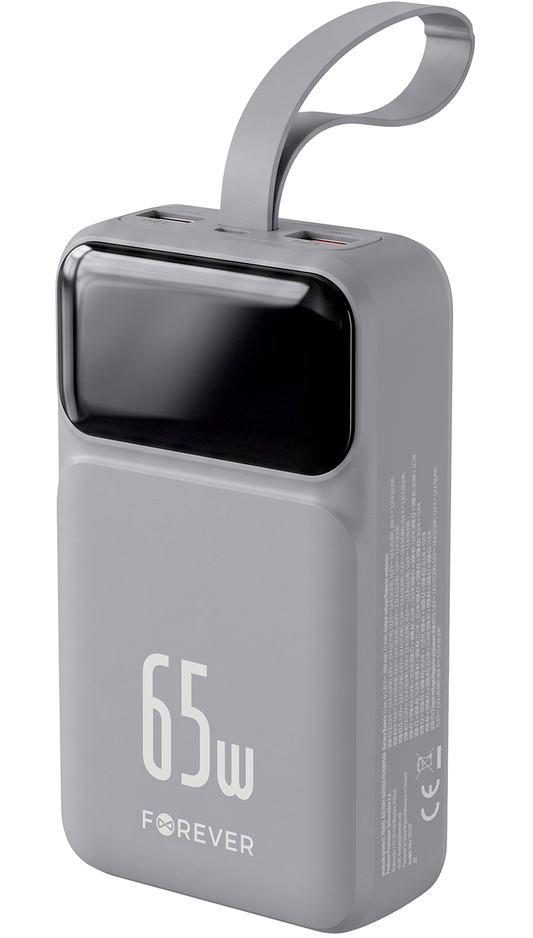 Vanjska baterija Forever Vibe-TB65, 20000mAh, 65W, QC + PD, 2 x USB-A - 2 x USB-C, Siva