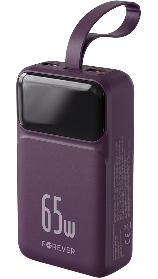 Vanjska baterija Forever Vibe-TB65, 20000mAh, 65W, QC + PD, 2 x USB-A - 2 x USB-C, Bordo