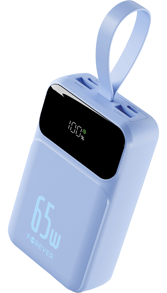 Vanjska baterija Forever Vibe-TB65, 20000mAh, 65W, QC + PD, 2 x USB-A - 2 x USB-C, Plava
