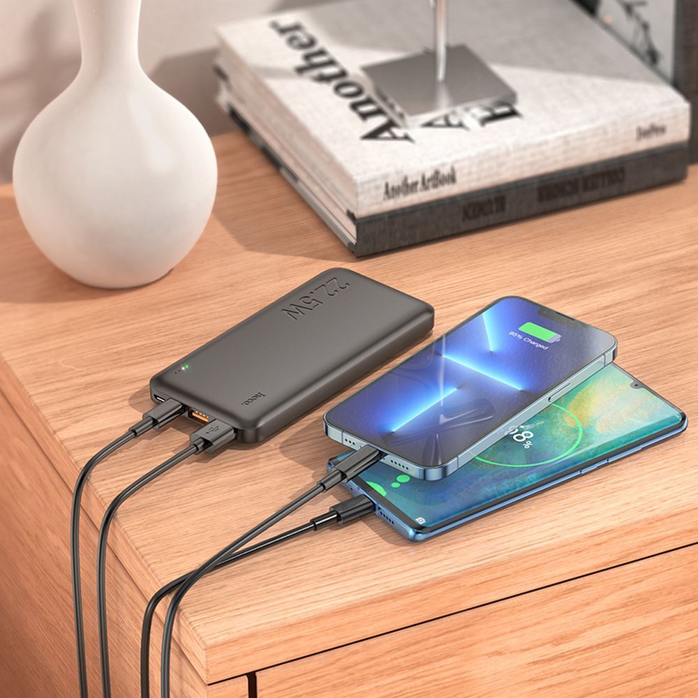 Vanjska baterija HOCO J101, 10000mAh, 22.5W, QC + PD, 1 x USB-C - 2 x USB-A, Crna