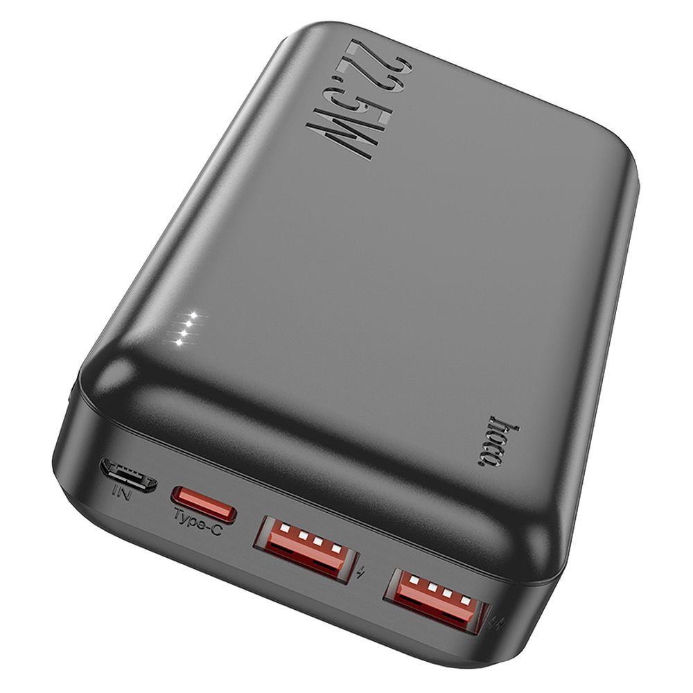 Vanjska baterija HOCO J101A, 20000mAh, 22.5W, QC + PD, 1 x USB-C - 2 x USB-A, Crna