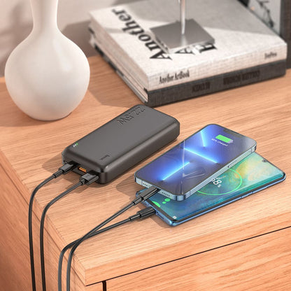 Vanjska baterija HOCO J101A, 20000mAh, 22.5W, QC + PD, 1 x USB-C - 2 x USB-A, Crna