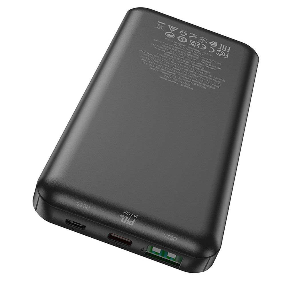 Vanjska baterija HOCO J102, 10000mAh, 20W, QC + PD, 1 x USB-A - 1 x USB-C, Crna