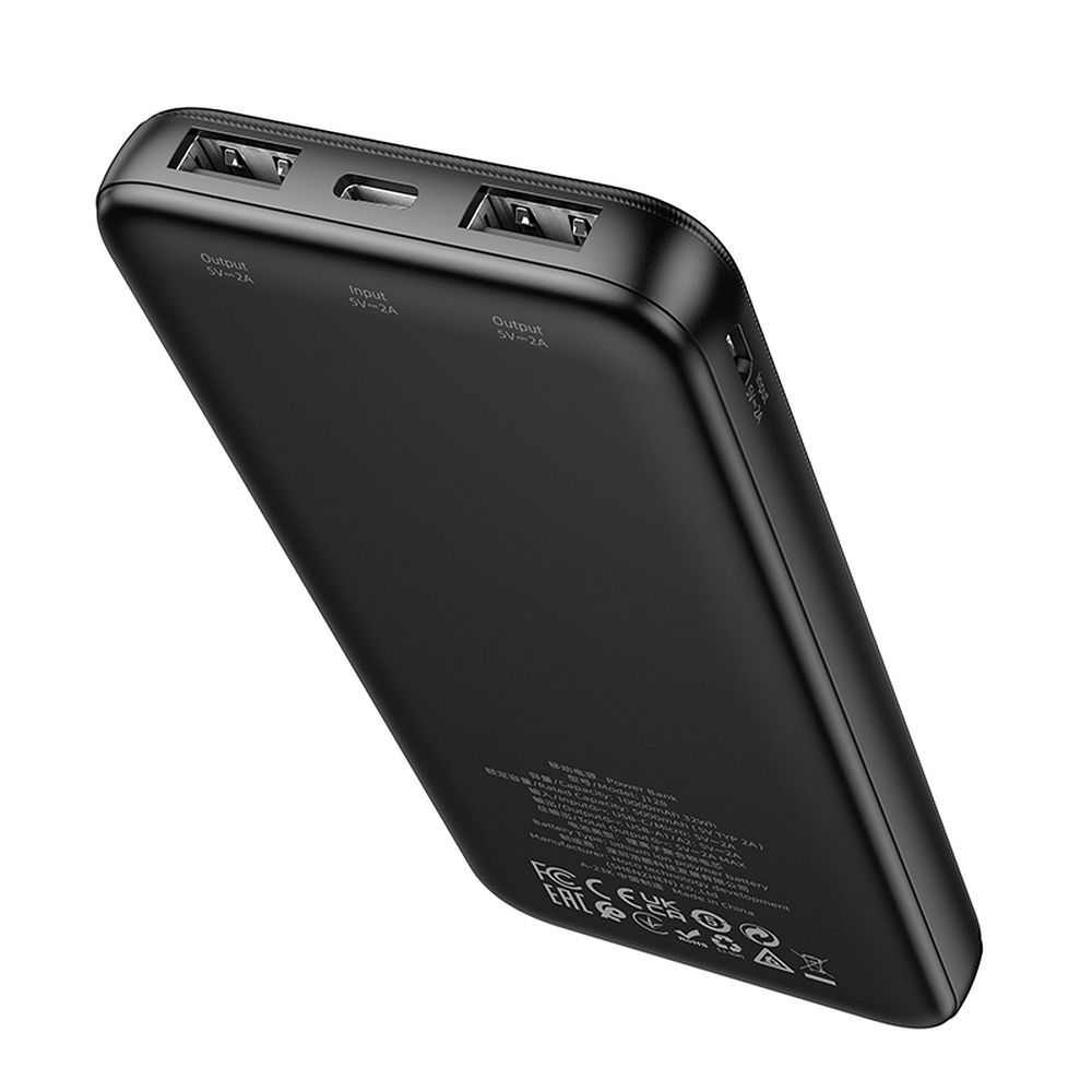 Vanjska baterija HOCO J128, 10000mAh, 10W, 2 x USB-A, Crna