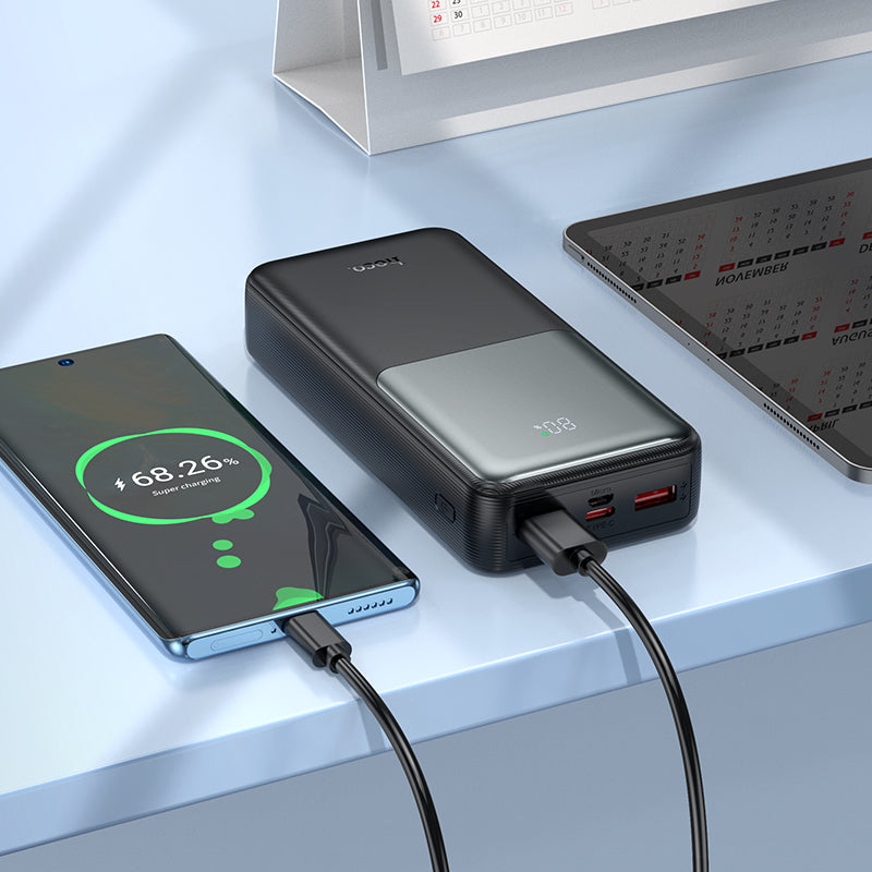 Vanjska baterija HOCO J136A, 20000mAh, 22.5W, QC + PD, 1 x USB-C - 2 x USB-A, Crna