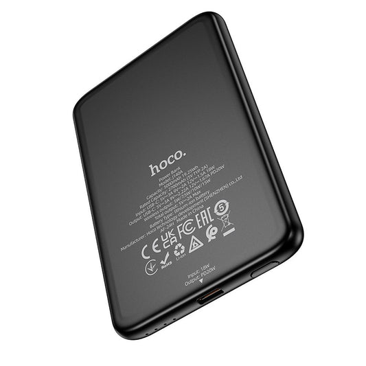 Vanjska baterija HOCO Wireless J140A, 5000mAh, 20W, PD + QI, 1 x USB-C, Crna