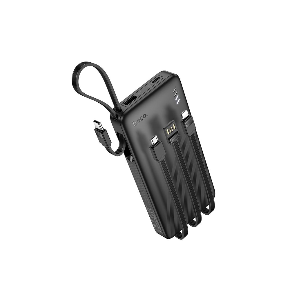 Vanjska baterija HOCO J146, 10000mAh, 10W, 1 x Lightning - 1 x microUSB - 1 x USB-A - 1 x USB-C, Crna