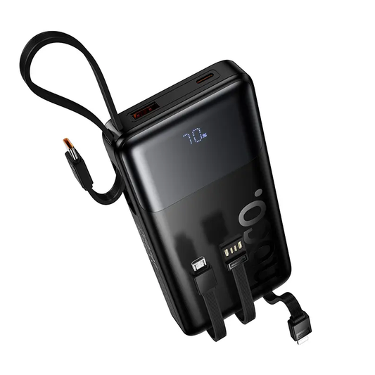 Vanjska baterija HOCO J156 Founder, 10000mAh, 22.5W, QC + PD, 1 x Lightning - 1 x microUSB - 1 x USB-A - 2 x USB-C, Crna