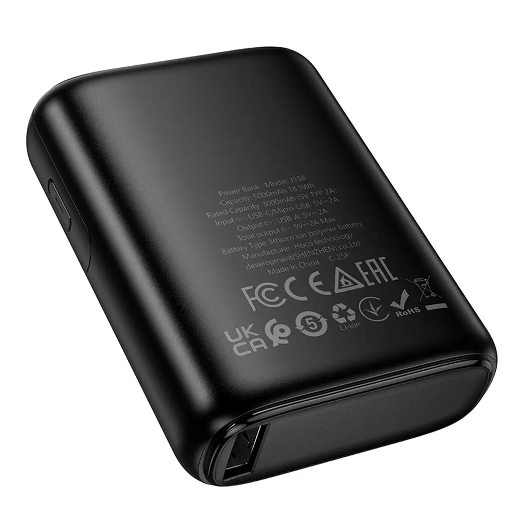 Vanjska baterija HOCO J158, 5000mAh, 10W, 1 x USB-A, Crna