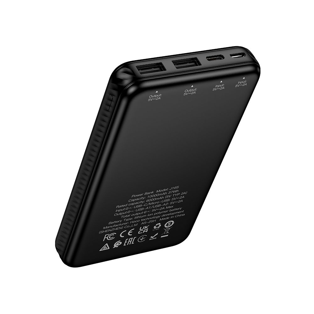 Vanjska baterija HOCO J165A, 10000mAh, 10W, 2 x USB-A, Crna