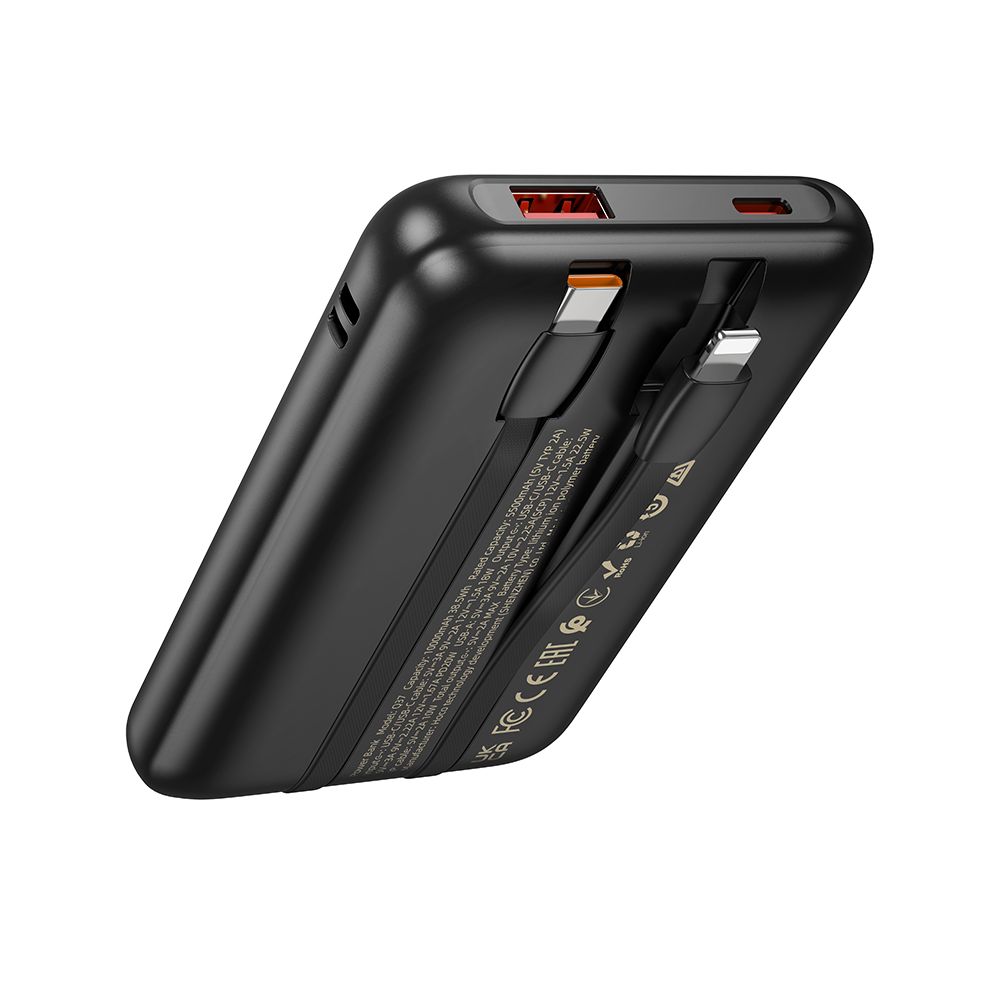 Vanjska baterija HOCO Q37, 10000mAh, 22.5W, QC + PD, 1 x Lightning - 1 x USB-A - 2 x USB-C, Crna