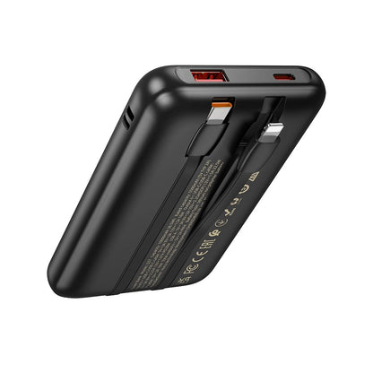 Vanjska baterija HOCO Q37, 10000mAh, 22.5W, QC + PD, 1 x Lightning - 1 x USB-A - 2 x USB-C, Crna