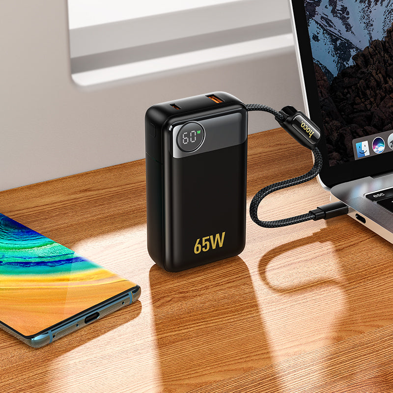 Vanjska baterija HOCO Q53, 12000mAh, 65W, QC + PD, 1 x USB-A - 2 x USB-C, Crna