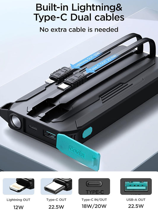 Vanjska baterija Joyroom JR-L017, 10000mAh, 22.5W, QC + PD, 1 x Lightning - 1 x USB-A - 2 x USB-C, Crna