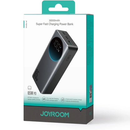 Vanjska baterija Joyroom JR-PBF05, 30000mAh, 65W, QC + PD, 1 x USB-A - 2 x USB-C, Crna