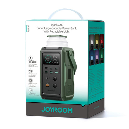 Vanjska baterija Joyroom JR-PBF10, 75000mAh, 100W, QC + PD, 3 x USB-A - 3 x USB-C, Zelena