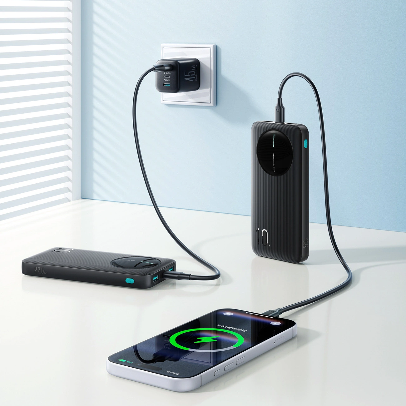 Vanjska baterija Joyroom JR-PBF12 Pro, 10000mAh, 22.5W, QC + PD, 1 x USB-C - 2 x USB-A, Crna