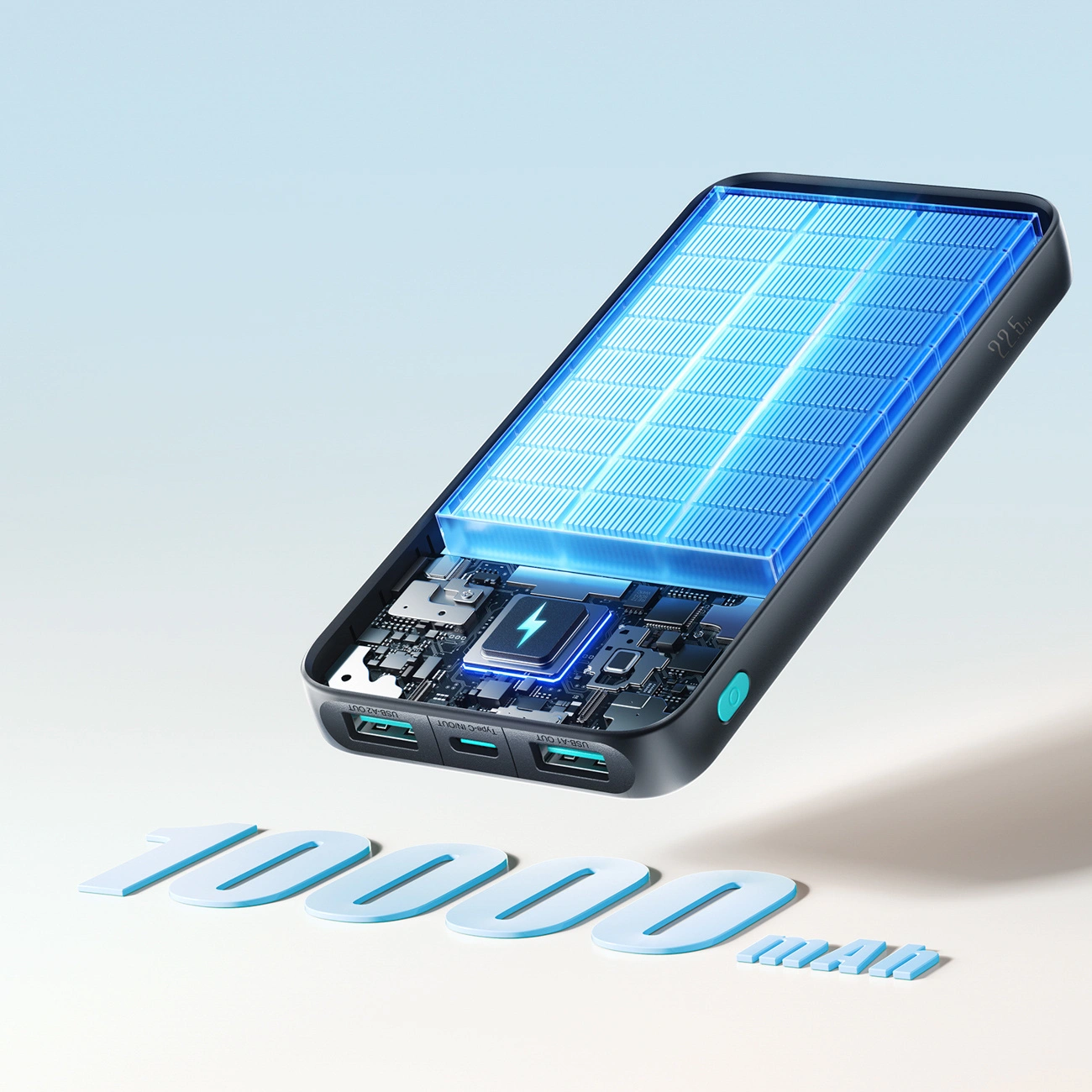 Vanjska baterija Joyroom JR-PBF12 Pro, 10000mAh, 22.5W, QC + PD, 1 x USB-C - 2 x USB-A, Crna