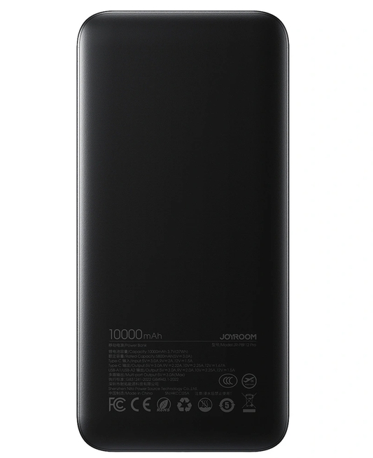 Vanjska baterija Joyroom JR-PBF12 Pro, 10000mAh, 22.5W, QC + PD, 1 x USB-C - 2 x USB-A, Crna