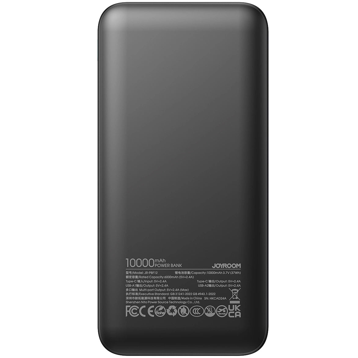 Vanjska baterija Joyroom JR-PBF12, 10000mAh, 12W, 1 x USB-C - 2 x USB-A, Crna