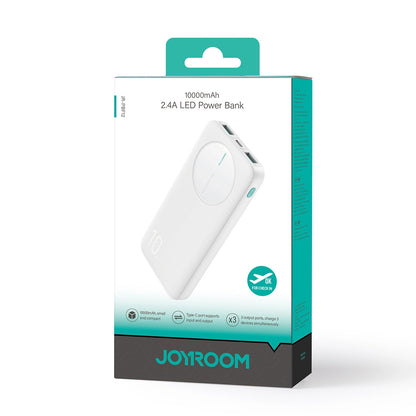 Vanjska baterija Joyroom JR-PBF12, 10000mAh, 12W, 1 x USB-C - 2 x USB-A, Bijela