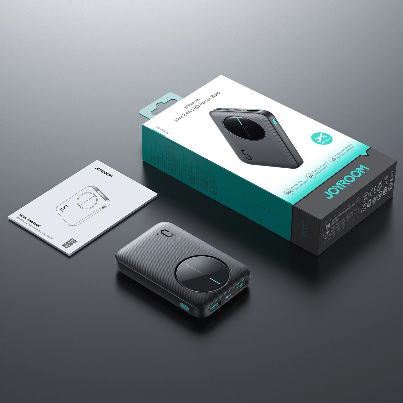 Vanjska baterija Joyroom JR-PBF13, 5000mAh, 12W, 1 x USB-C - 2 x USB-A, Crna
