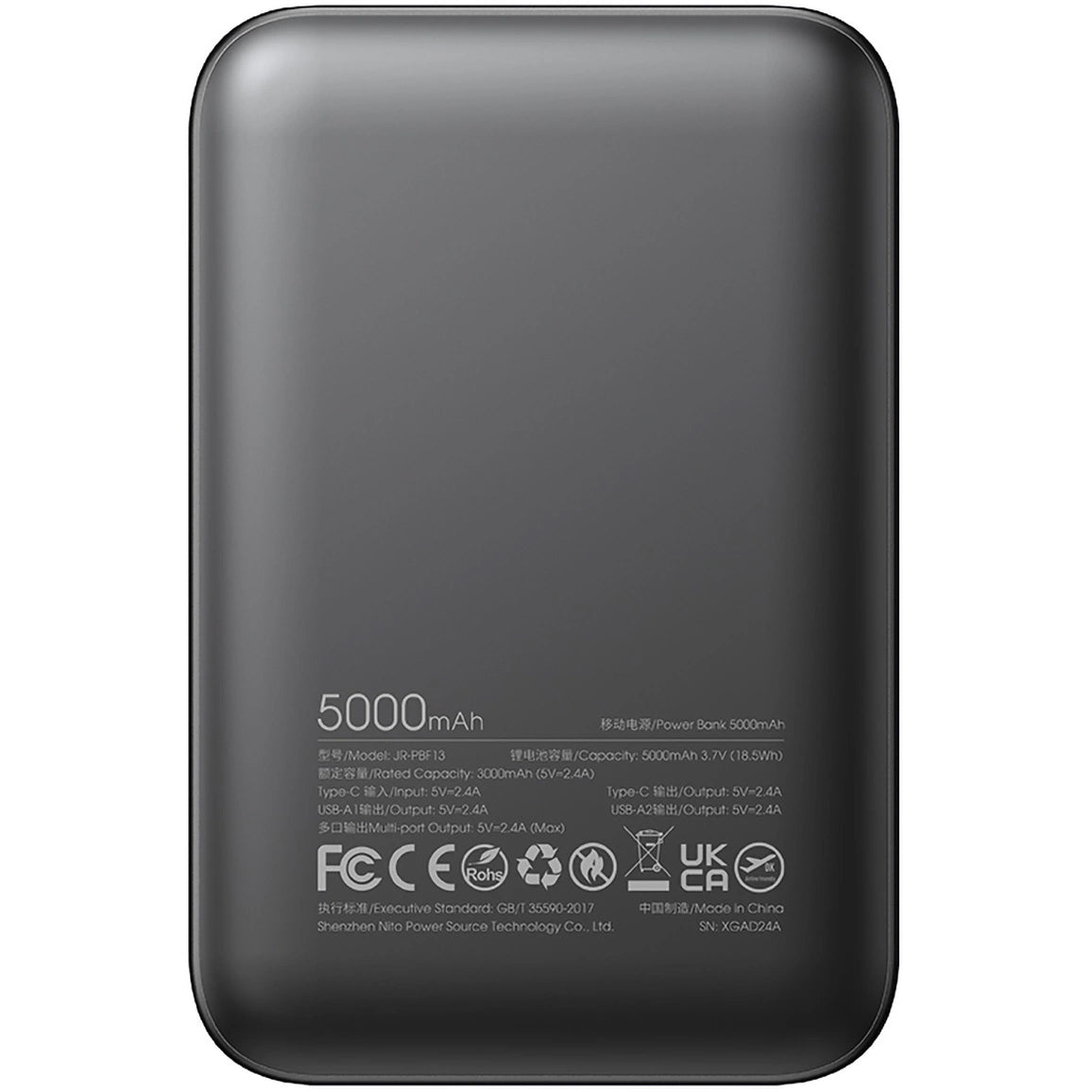 Vanjska baterija Joyroom JR-PBF13, 5000mAh, 12W, 1 x USB-C - 2 x USB-A, Crna