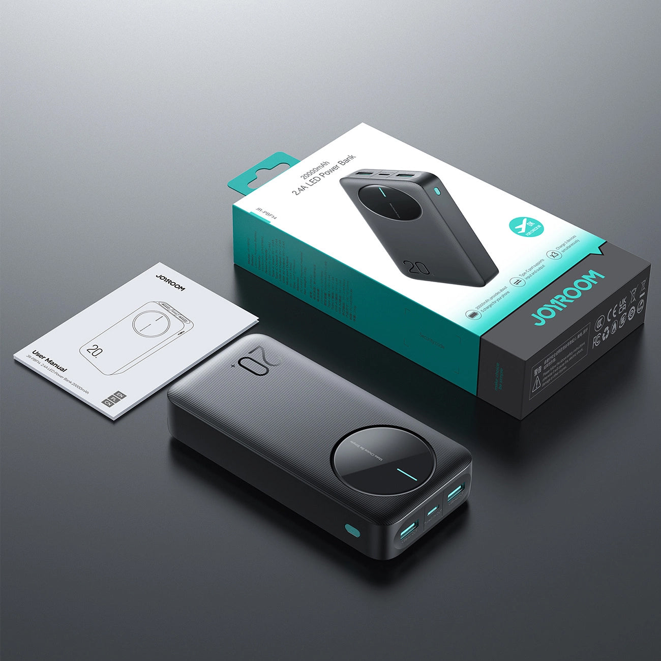 Vanjska baterija Joyroom JR-PBF14, 20000mAh, 12W, 1 x USB-C - 2 x USB-A, Crna