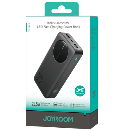 Vanjska baterija Joyroom JR-PBF14 Pro, 20000mAh, 22.5W, QC + PD, 1 x USB-C - 2 x USB-A, Crna