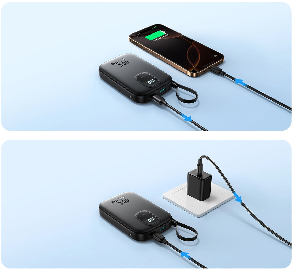Vanjska baterija Joyroom JR-PBF17, 10000mAh, 22.5W, QC + PD, 1 x USB-A - 2 x USB-C, Crna
