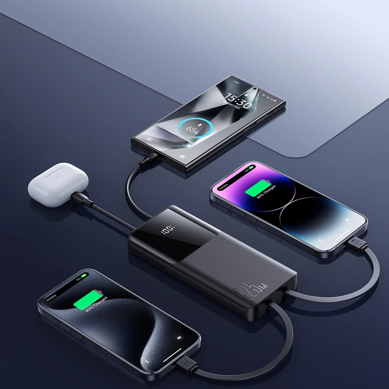 Vanjska baterija Joyroom JR-PBF19, 10000mAh, 22.5W, QC + PD, 1 x Lightning - 1 x USB-A - 2 x USB-C, Crna