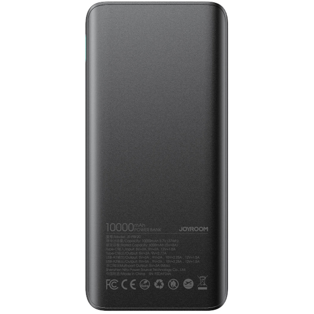 Vanjska baterija Joyroom JR-PBF20, 10000mAh, 25W, QC + PD, 1 x USB-C - 2 x USB-A, Crna