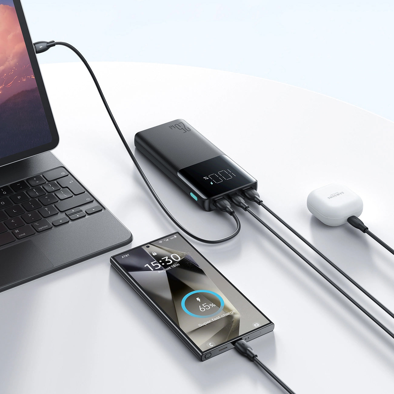Vanjska baterija Joyroom JR-PBF20, 10000mAh, 25W, QC + PD, 1 x USB-C - 2 x USB-A, Crna