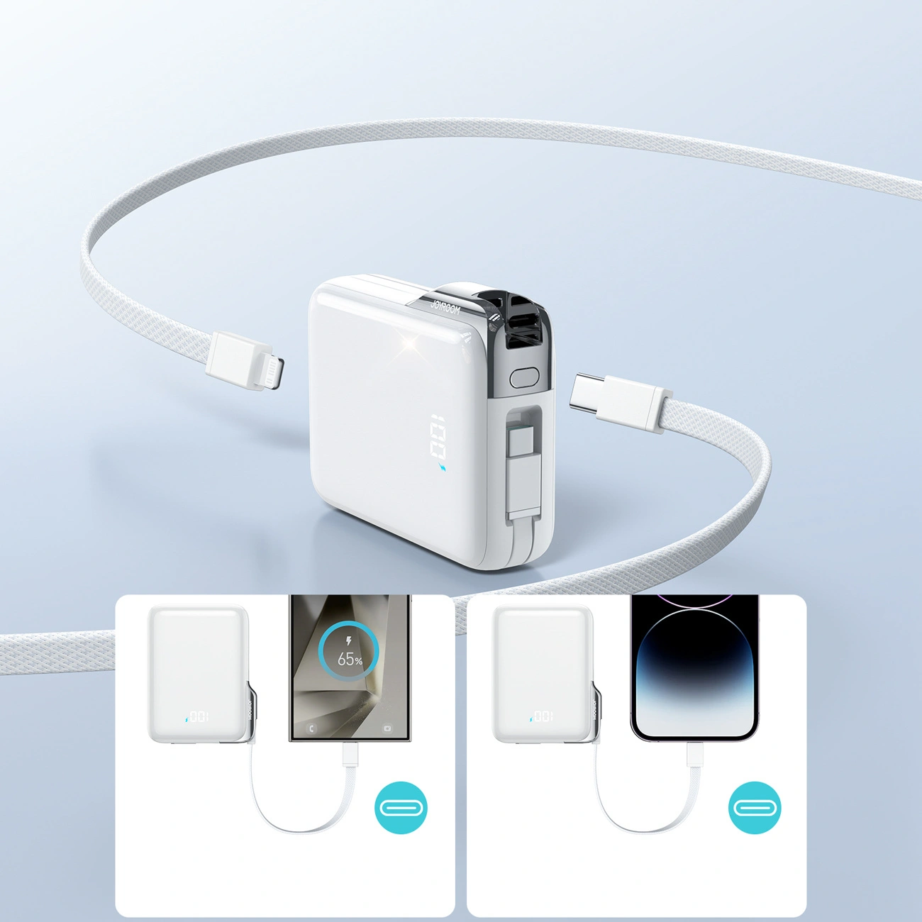 Vanjska baterija Joyroom JR-PBF27 Pro, 10000mAh, 30W, QC + PD, 1 x Lightning - 2 x USB-C, Bijela