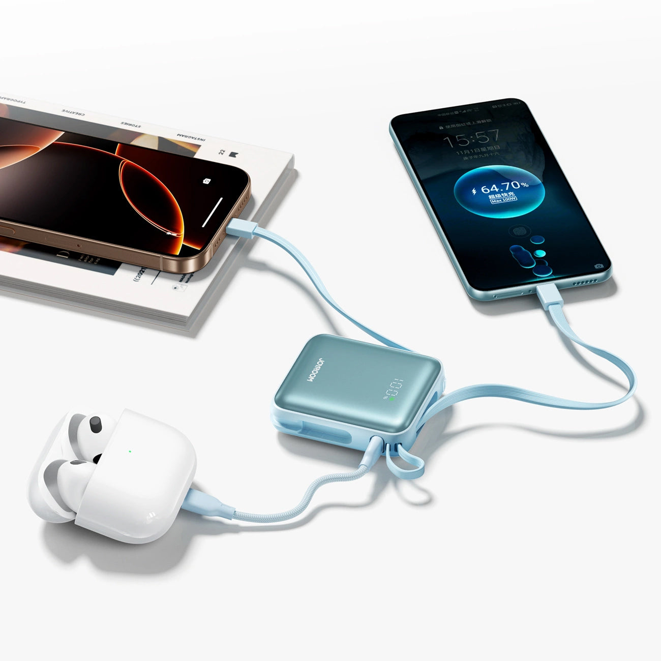 Vanjska baterija Joyroom JR-PBF27, 10000mAh, 22.5W, PD, 1 x Lightning - 2 x USB-C, Plava