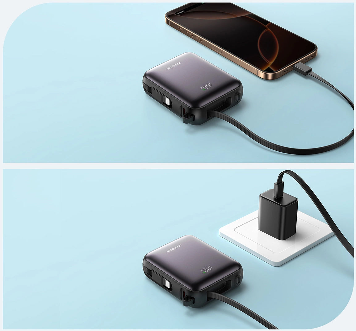 Vanjska baterija Joyroom JR-PBF27, 10000mAh, 22.5W, QC + PD, 1 x Lightning - 2 x USB-C, Crna