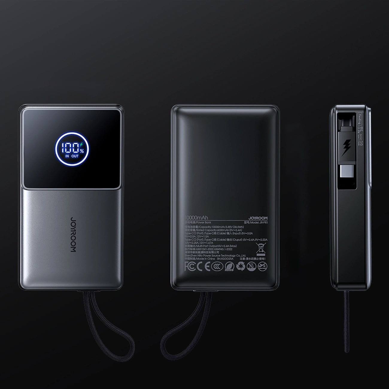 Vanjska baterija Joyroom JR-PR1, 10000mAh, 22.5W, PD, 2 x USB-C, Siva