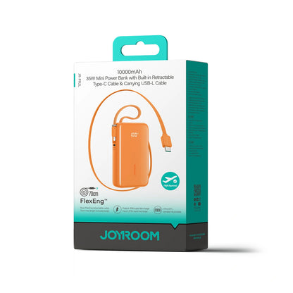 Vanjska baterija Joyroom JR-PR2L, 10000mAh, 35W, QC + PD, 1 x Lightning - 2 x USB-C, Narančasta