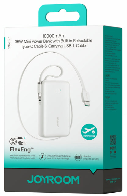 Vanjska baterija Joyroom JR-PR2L, 10000mAh, 35W, QC + PD, 1 x Lightning - 1 x USB-C, Bijela