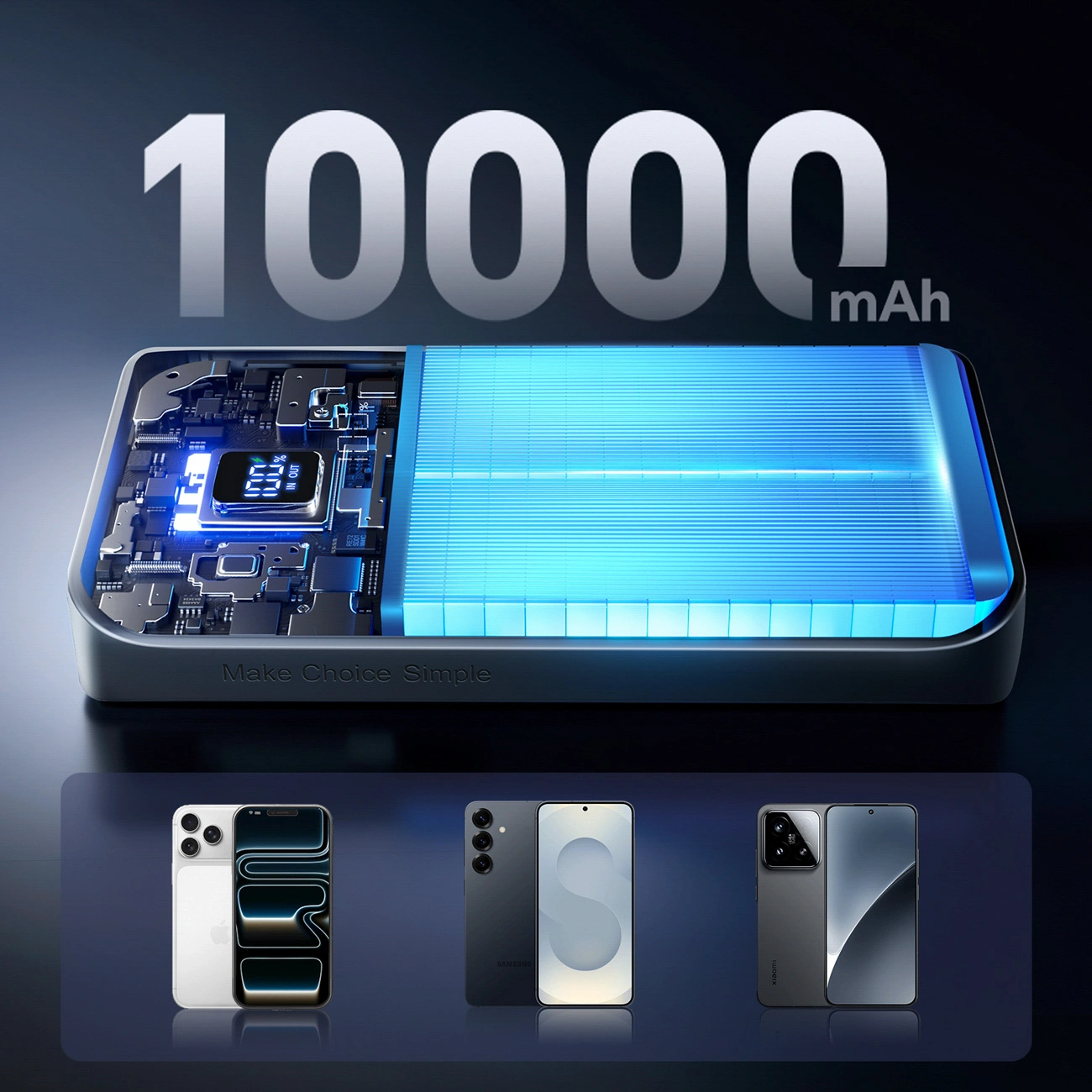 Vanjska baterija Joyroom JR-QP191, 10000mAh, 22.5W, QC + PD, 1 x USB-A - 2 x USB-C, Crna