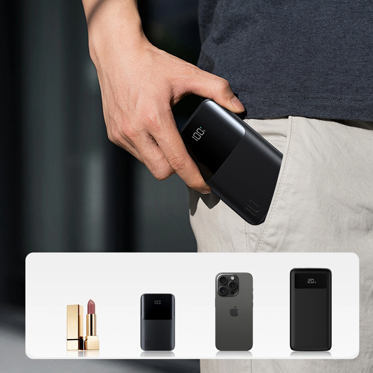 Vanjska baterija Joyroom JR-QP191, 10000mAh, 22.5W, QC + PD, 1 x USB-A - 2 x USB-C, Crna