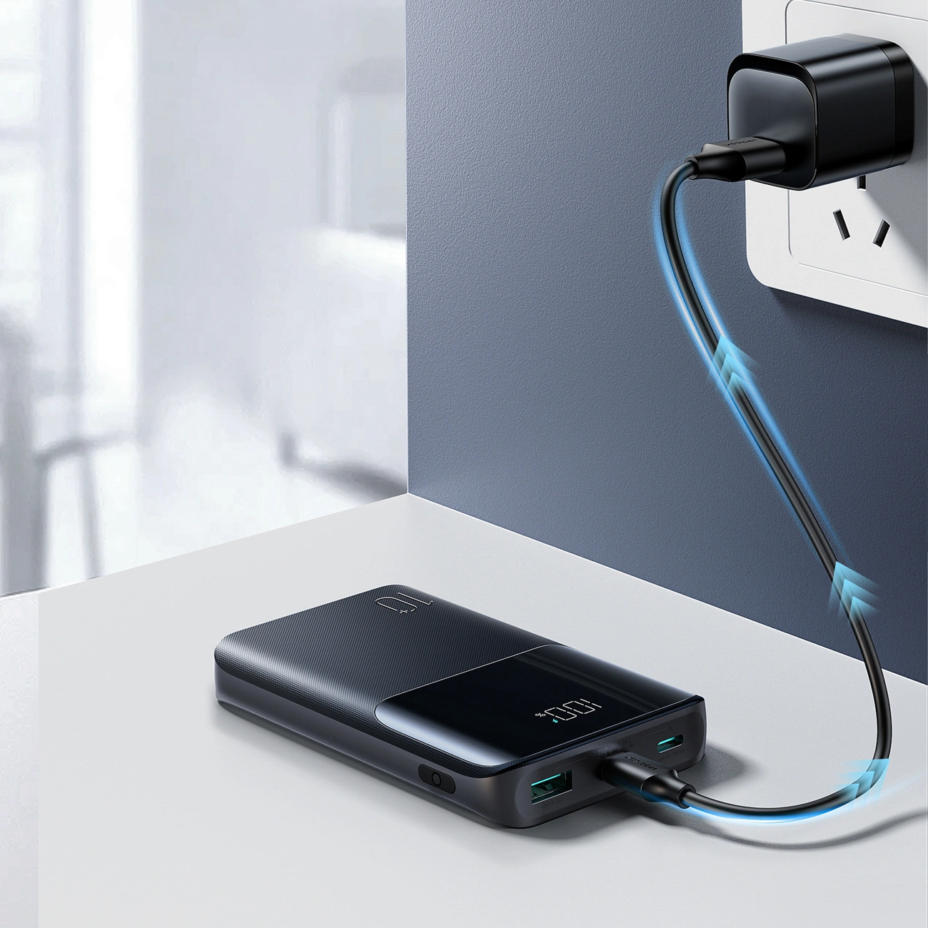 Vanjska baterija Joyroom JR-QP191, 10000mAh, 22.5W, QC + PD, 1 x USB-A - 2 x USB-C, Crna