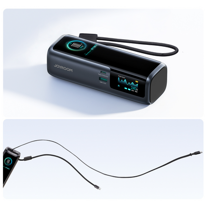 Vanjska baterija Joyroom PODIX PR70, 25000 mAh, 240 W, QC + PD, 1 x USB-A – 3 x USB-C, crna