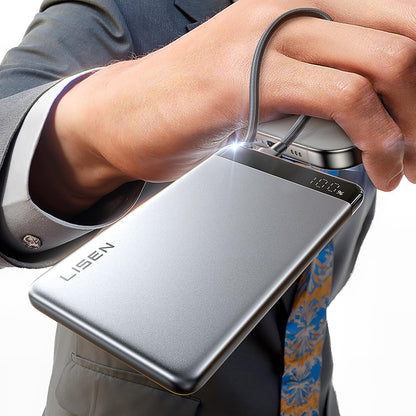 Vanjska baterija Lisen, 10000mAh, 22.5W, PD, 2 x USB-C, Siva