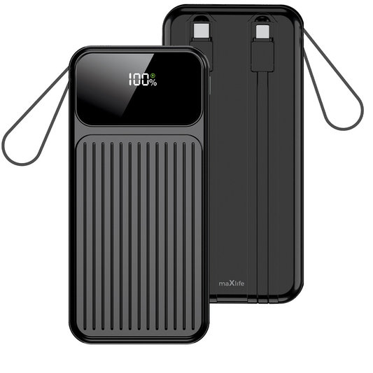 Vanjska baterija MaXlife MXPB-06, 10000mAh, 22.5W, QC + PD, 1 x Lightning - 2 x USB-A - 2 x USB-C, Crna