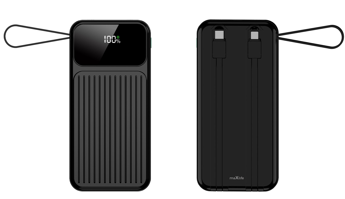 Vanjska baterija MaXlife MXPB-06, 10000mAh, 22.5W, QC + PD, 1 x Lightning - 2 x USB-A - 2 x USB-C, Crna
