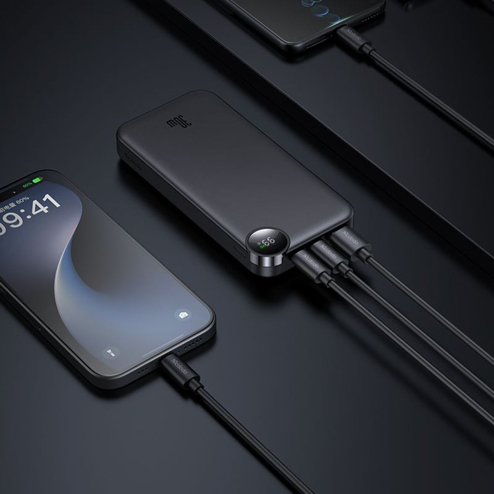 Vanjska baterija McDodo MC-3850 Display, 10000mAh, 30W, QC + PD, 1 x USB-A - 2 x USB-C, Crna